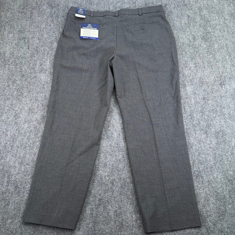 George Dress Pants Mens 40x30 Gray 4Way Stretch Expandable Waist *Missing Button
